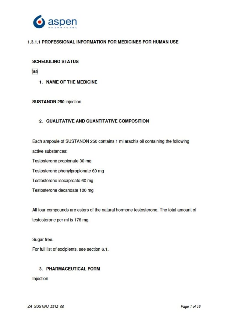 Sustanon 1 ml Injections package insert preview