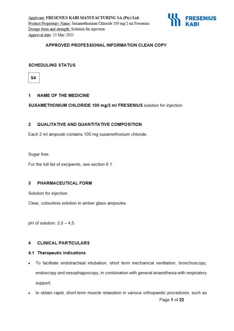 Suxamethonium Chloride 100 Mg/2 Ml Solution package insert preview