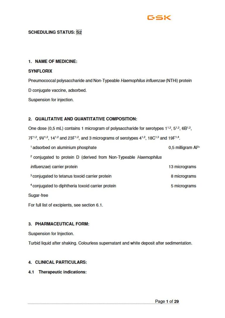 Synflorix 0,5 mL FC tablets. package insert preview