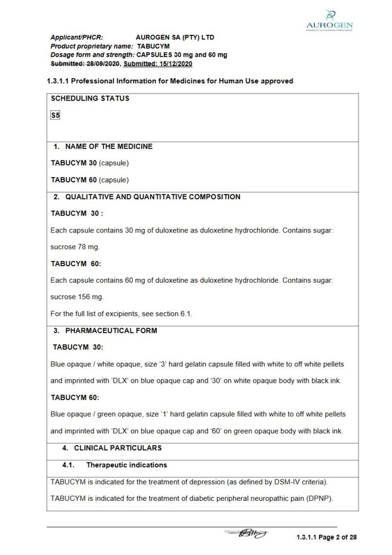 Tabucym 30 mg. 60 mg Capsules package insert preview