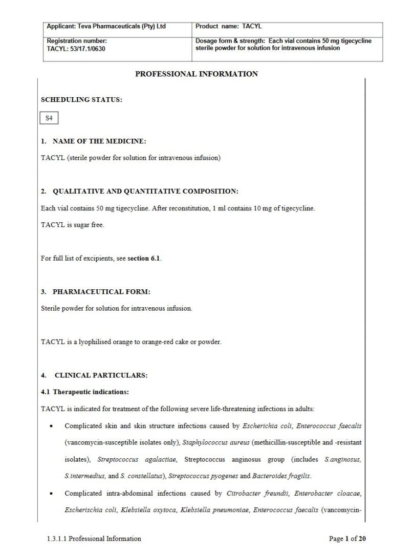 Tacyl 50,0 mg Solution package insert preview