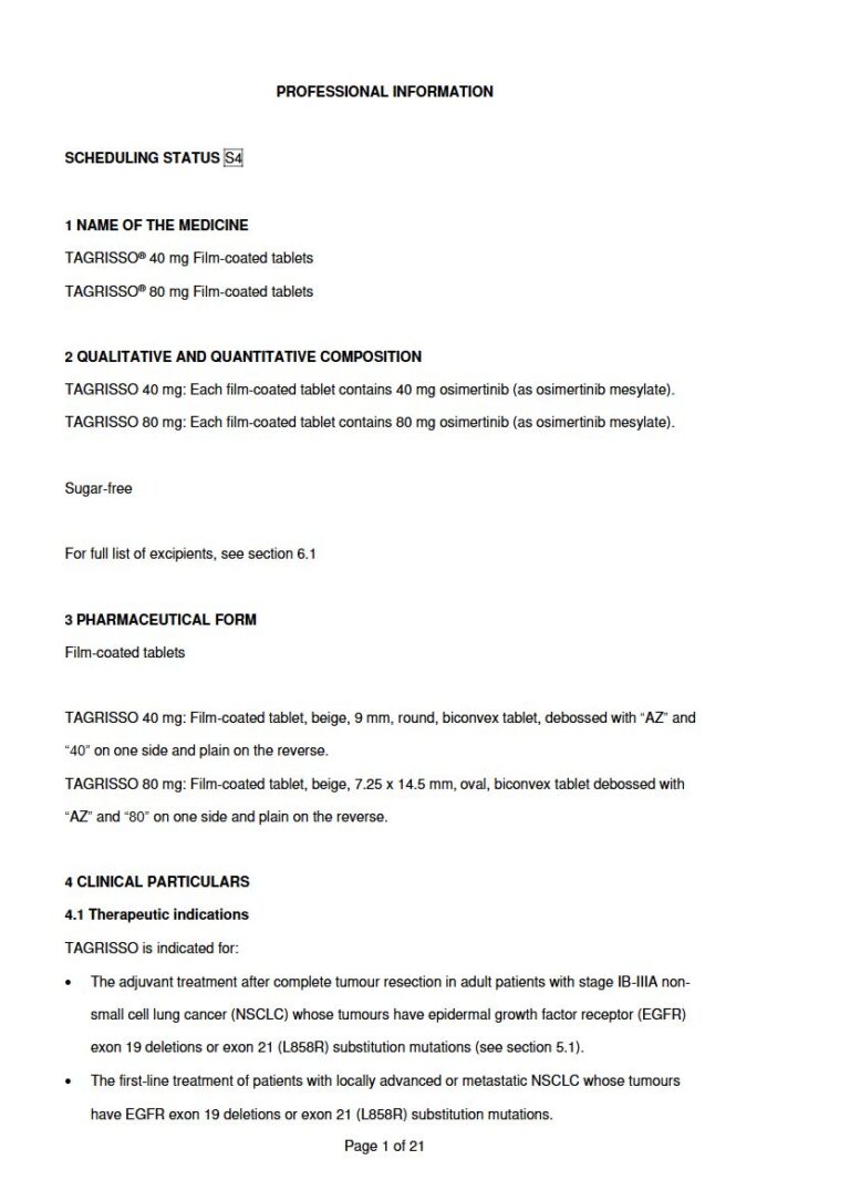 Tagrisso 40 Mg/80 Mg Tablets package insert preview