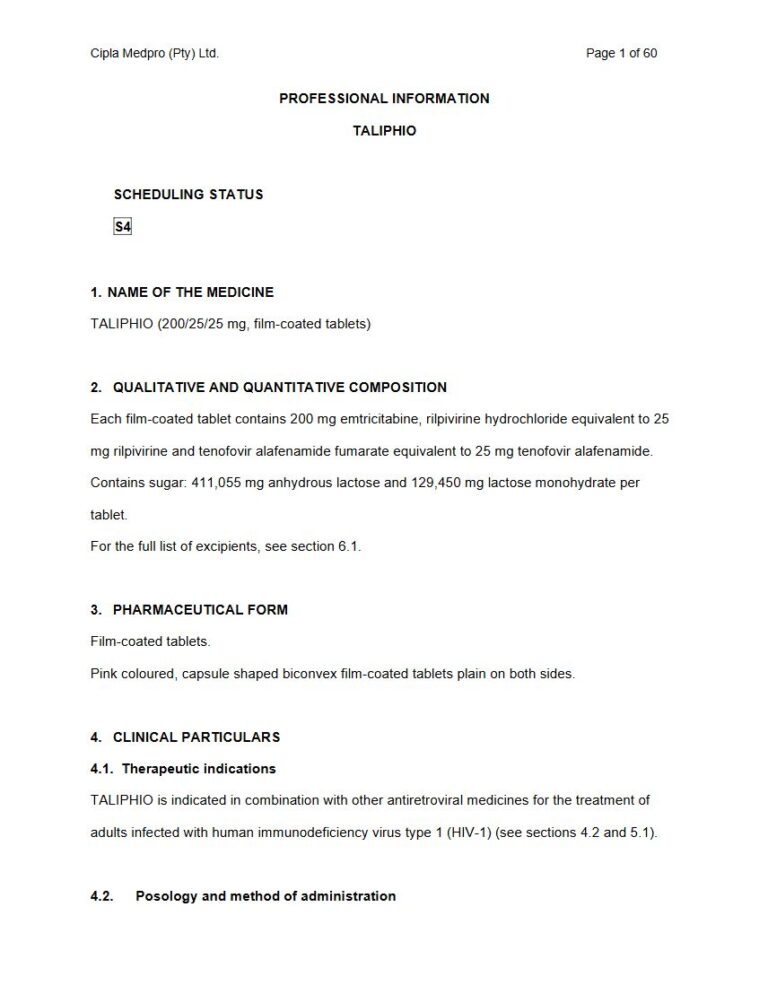 Taliphio 200, 25, 25 mg Tablet package insert preview