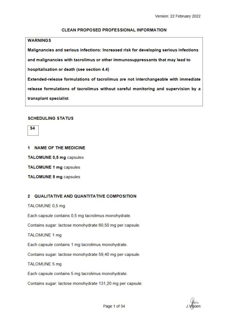 Talomune Capsules package insert preview
