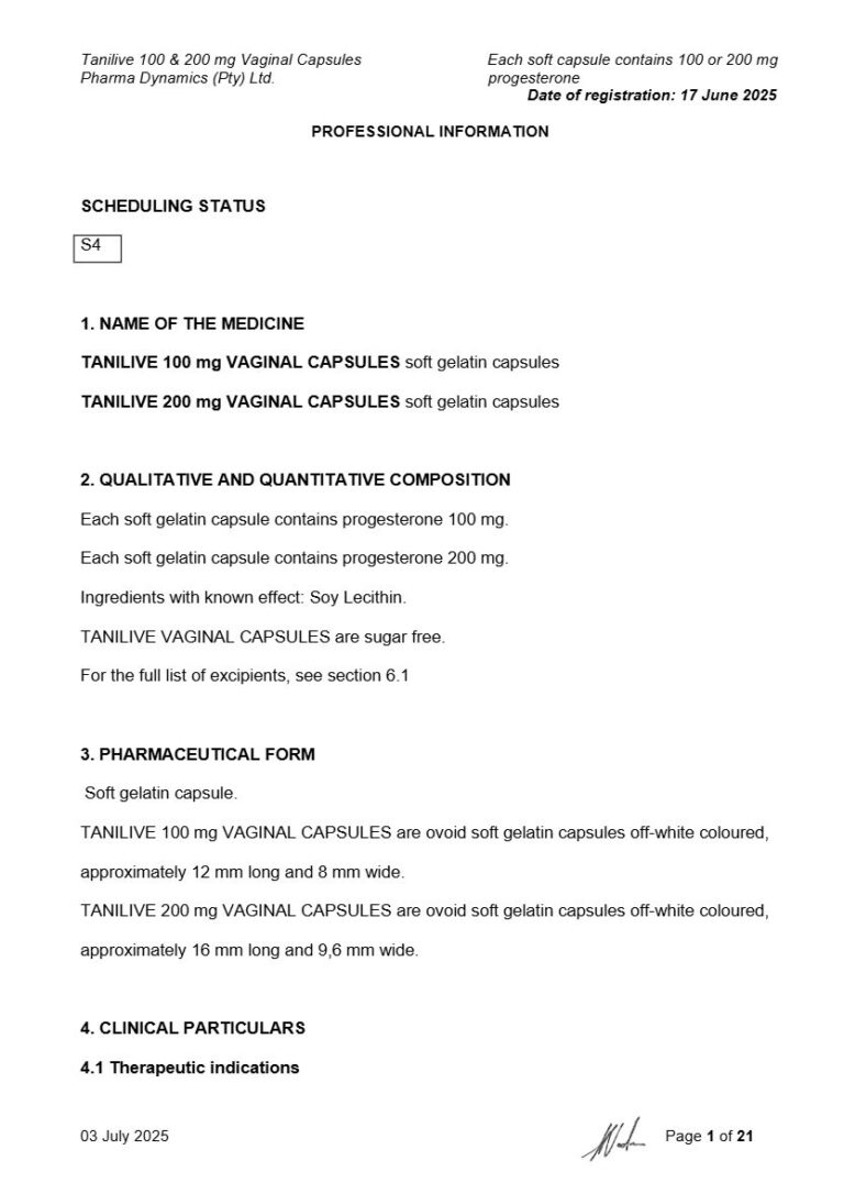 Tanilive 200 Mg Soft Gel Capsules package insert preview