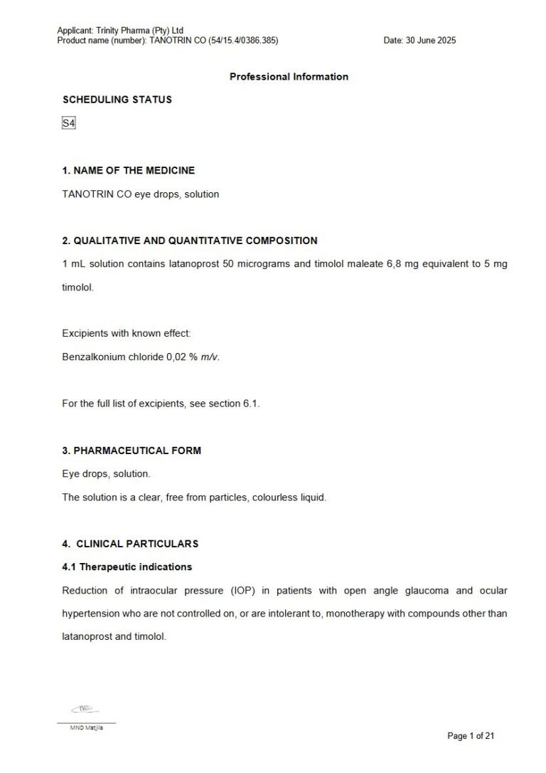 Tanotrin Co 50 μg/mL and 5 mg/mL eye drops, Solution package insert preview