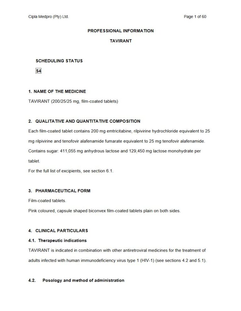 Tavirant 200, 25, 25 mg Tablet package insert preview