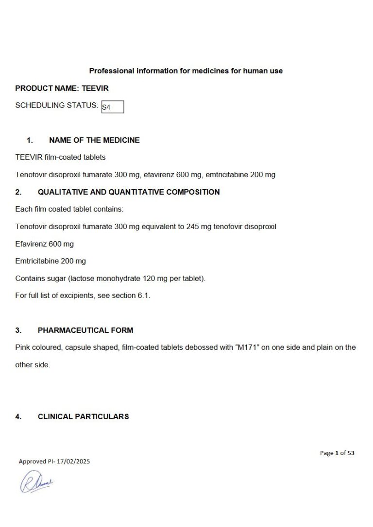 Teevir 300 mg, 600 mg, 200 mg FC tablets. package insert preview