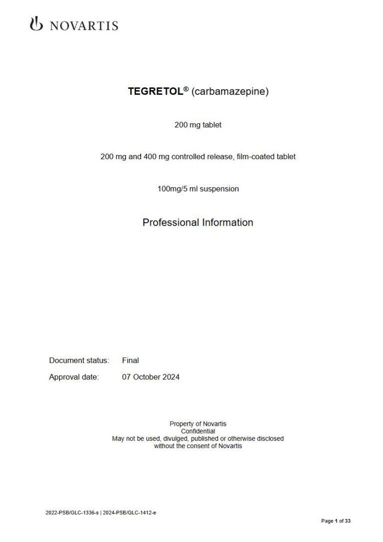 Tegretol 200 mg and 400 mg Tablets, Divitabs, Suspension package insert preview