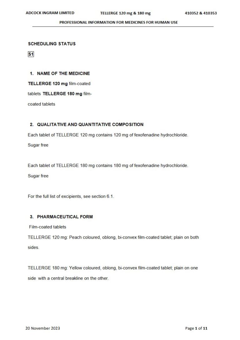 Tellerge 120 mg & 180 mg FC tablets package insert preview