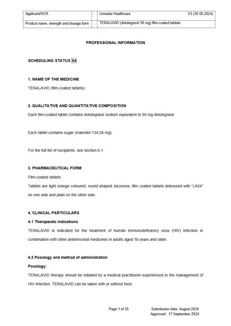 Teralavid 50 mg Fim-coated tablets package insert preview
