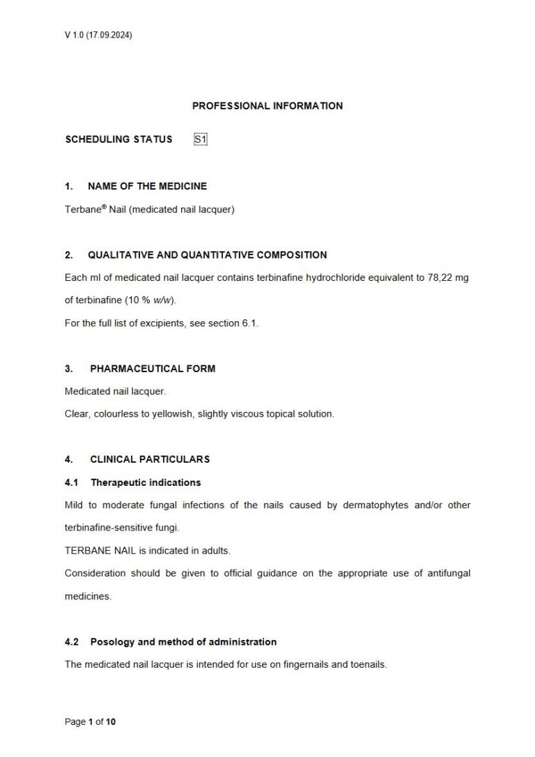 Terbane Nail 10 % package insert preview
