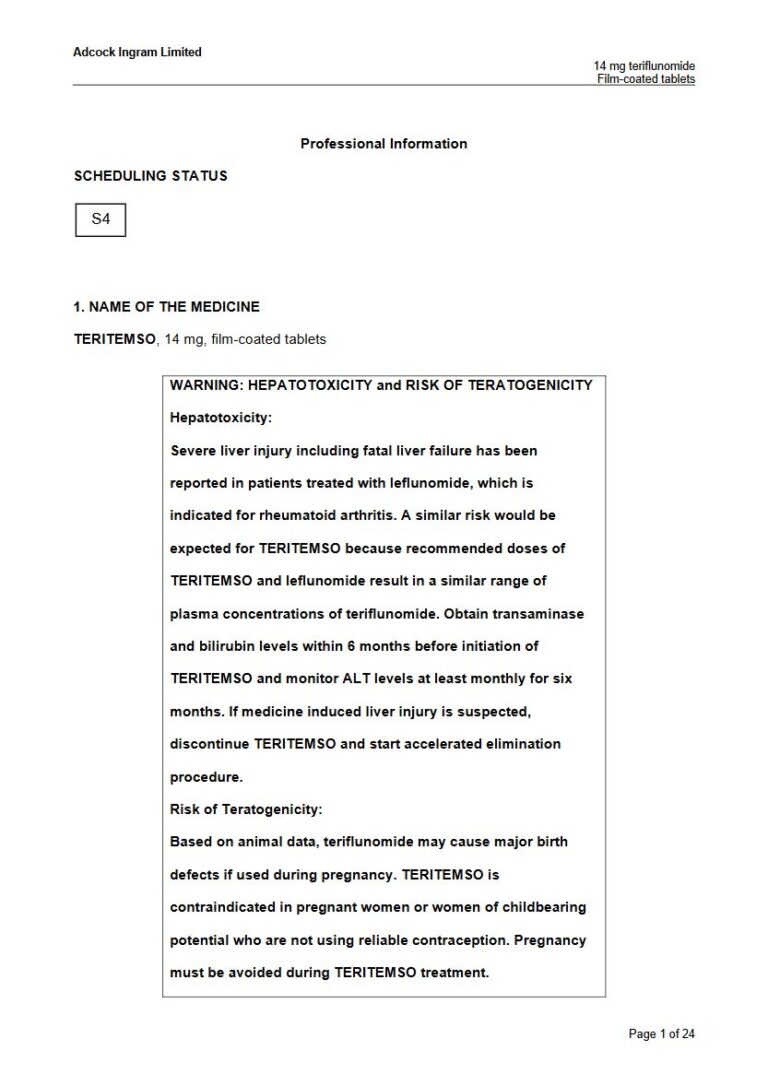 Teritemso 14 mg Tablet package insert preview