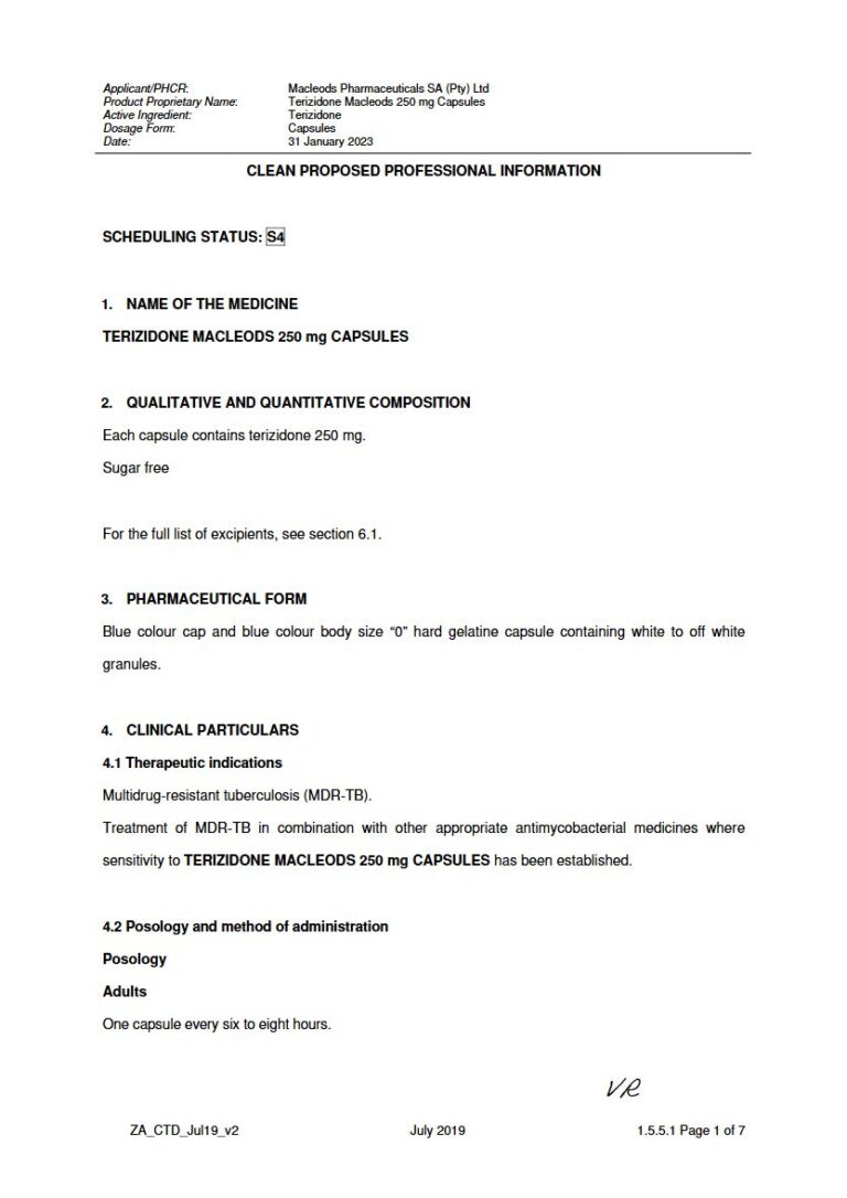 Terizidone Macleods 250 Mg Capsules package insert preview