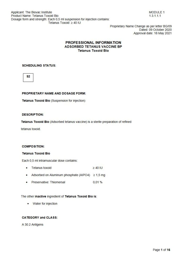 Tetanus Toxoid Bio 0,5 ml Suspension package insert preview