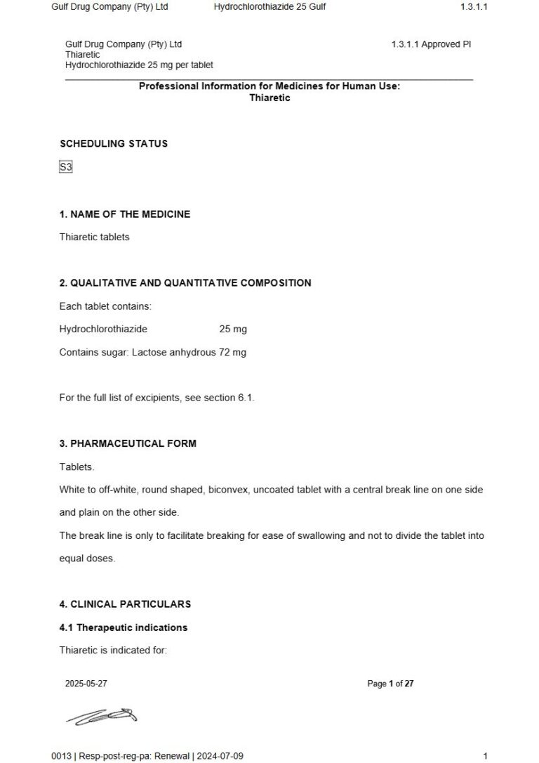Thiaretic 25 mg Tablets package insert preview