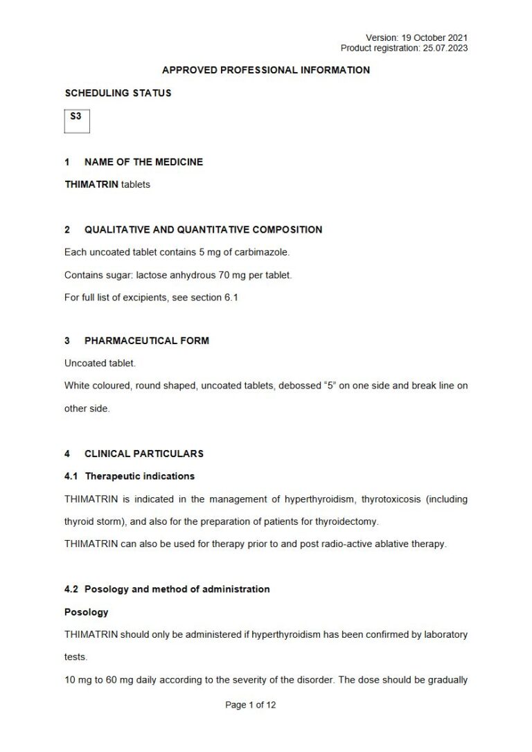 Thimatrin 5 mg Tablet package insert preview