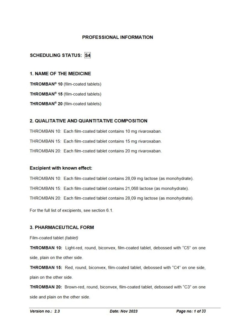 Thromban 10, 15 & 20 10, 15 & 20 mg FC Tablet package insert preview