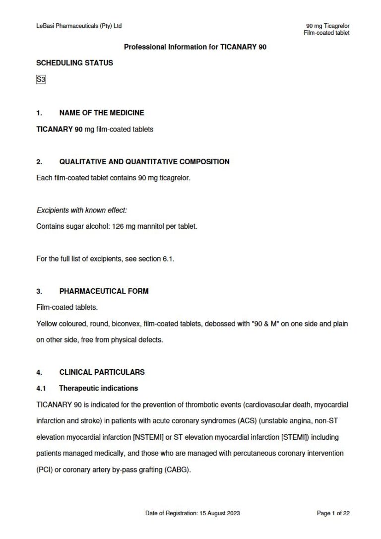 Ticanary 90 90 mg Tablet package insert preview