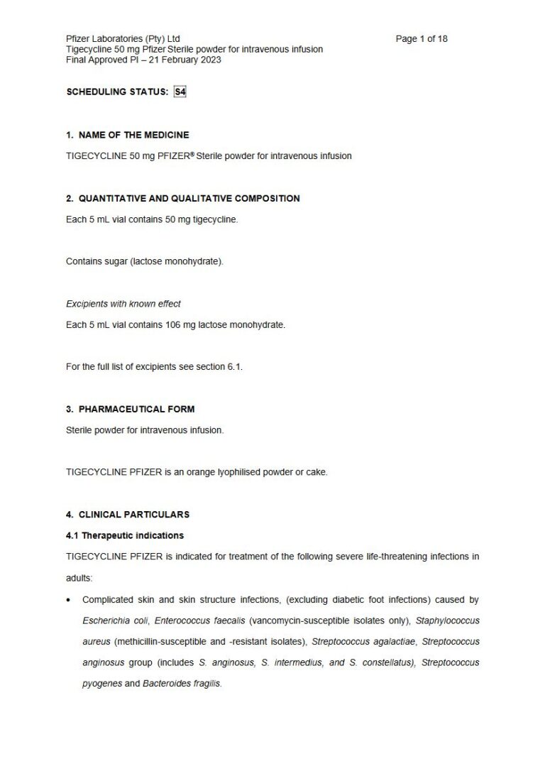 Tigecycline 50 Mg Infusion package insert preview