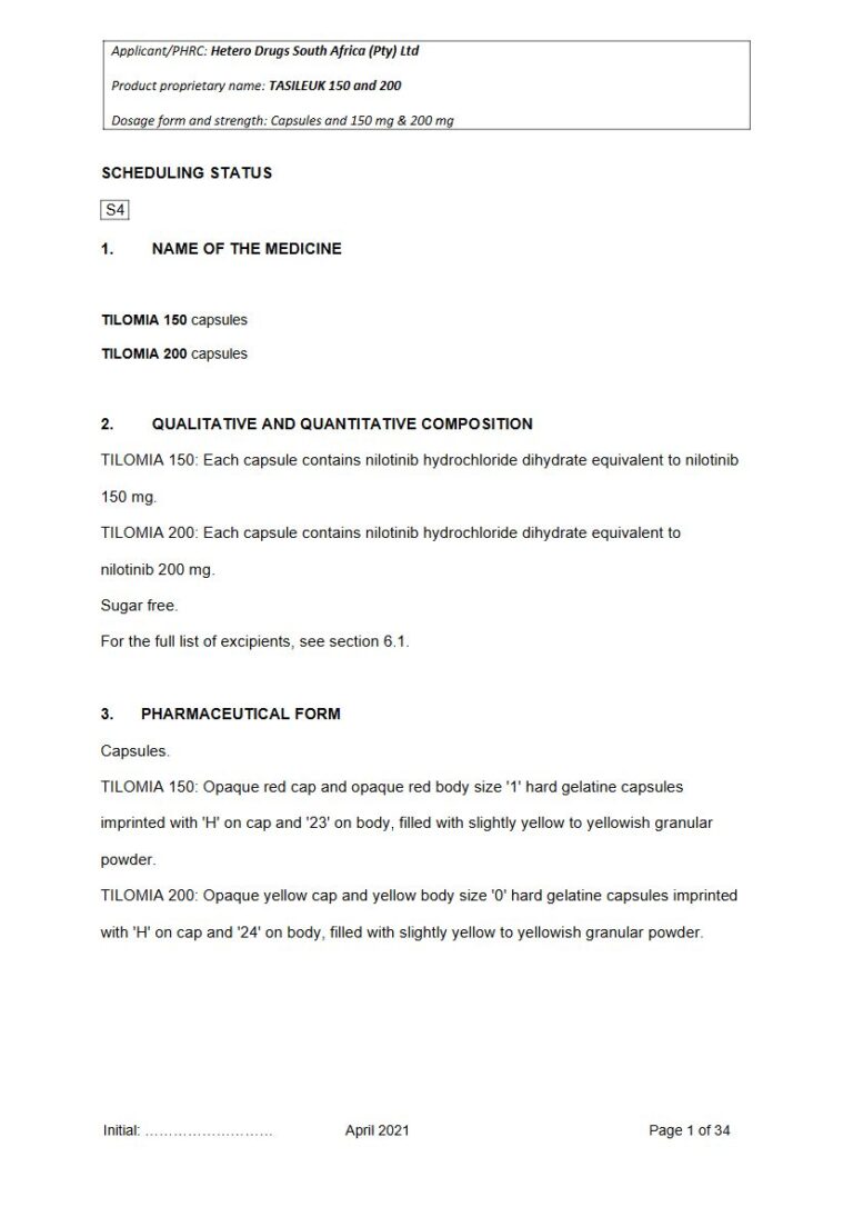 Tilomia 150 mg & 200 mg Capsules package insert preview