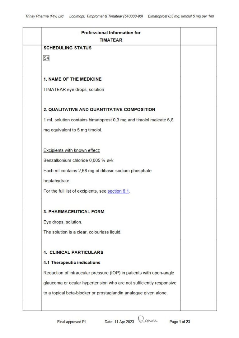 Timatear 5 mg, 0,3 mg Eye Drop package insert preview