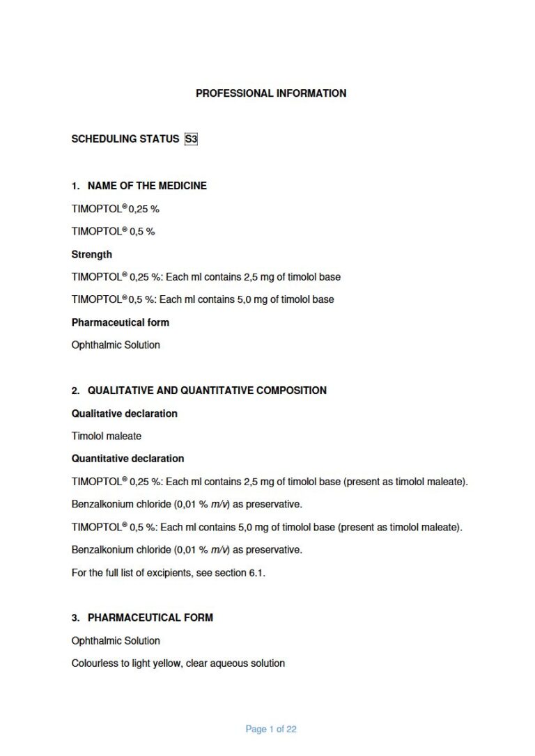 Timoptola 0.25 %/0.5 %/2.5 mg/5.0 mg Solution package insert preview