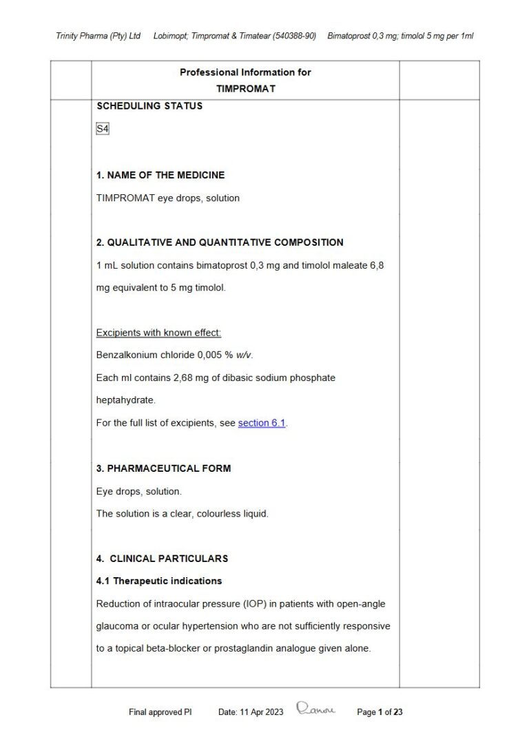 Timpromat 5 mg, 0,3 mg Eye Drop package insert preview