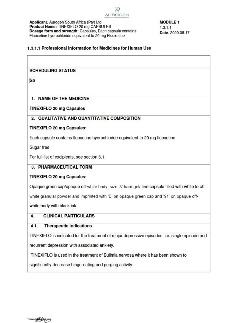 Tinexiflo 20 Mg Capsules package insert preview