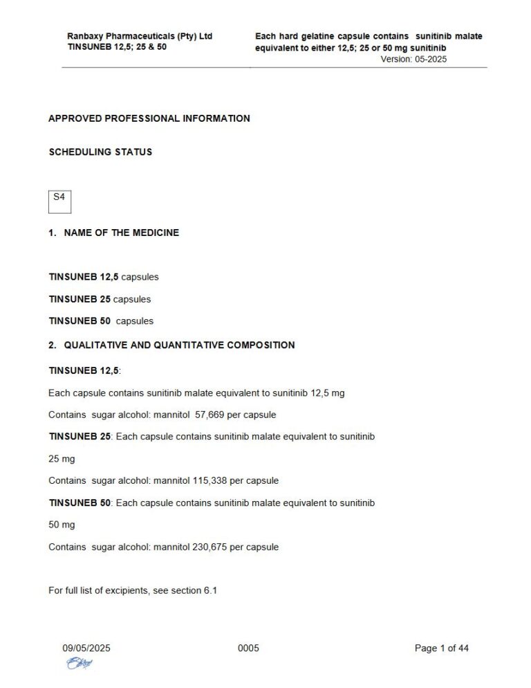 Tinsuneb 12,5; 25 or 50 mg Hard gelatin capsules package insert preview
