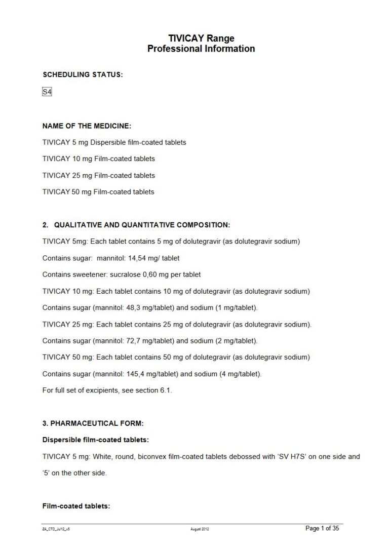 Tivicay 5 Mg Dispersible Tablets package insert preview