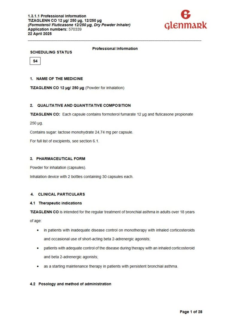 Tizaglenn Co Capsules package insert preview