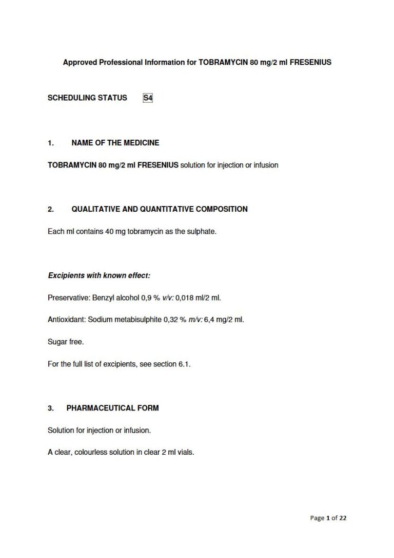 Tobramycin 80 Mg/2 Ml Solution package insert preview