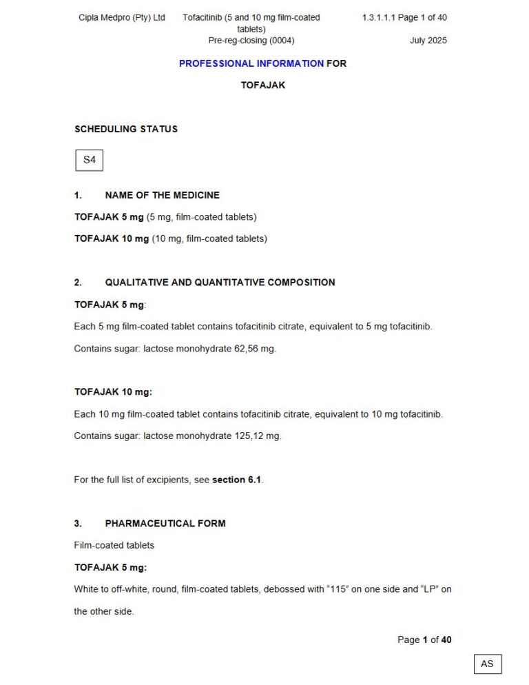 Tofajak 5/10 5 mg / 10 mg FC tablet package insert preview