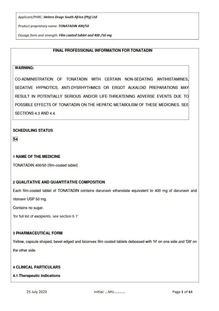 Tonatadin 400/50 Mg 400 mg, 40 mg Tablet package insert preview