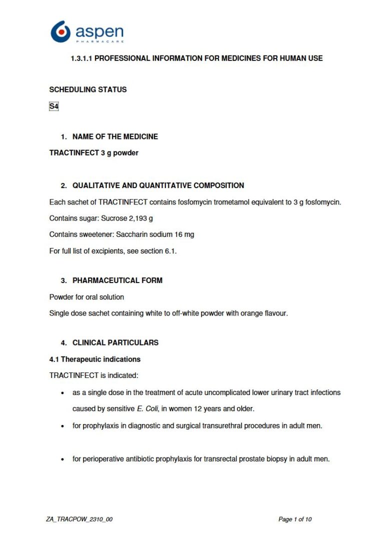 Tractinfect 3 G Oral Solution package insert preview
