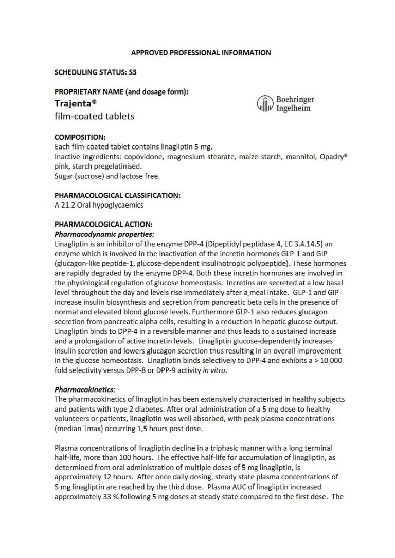 Trajenta 5 mg. FC tablets package insert preview