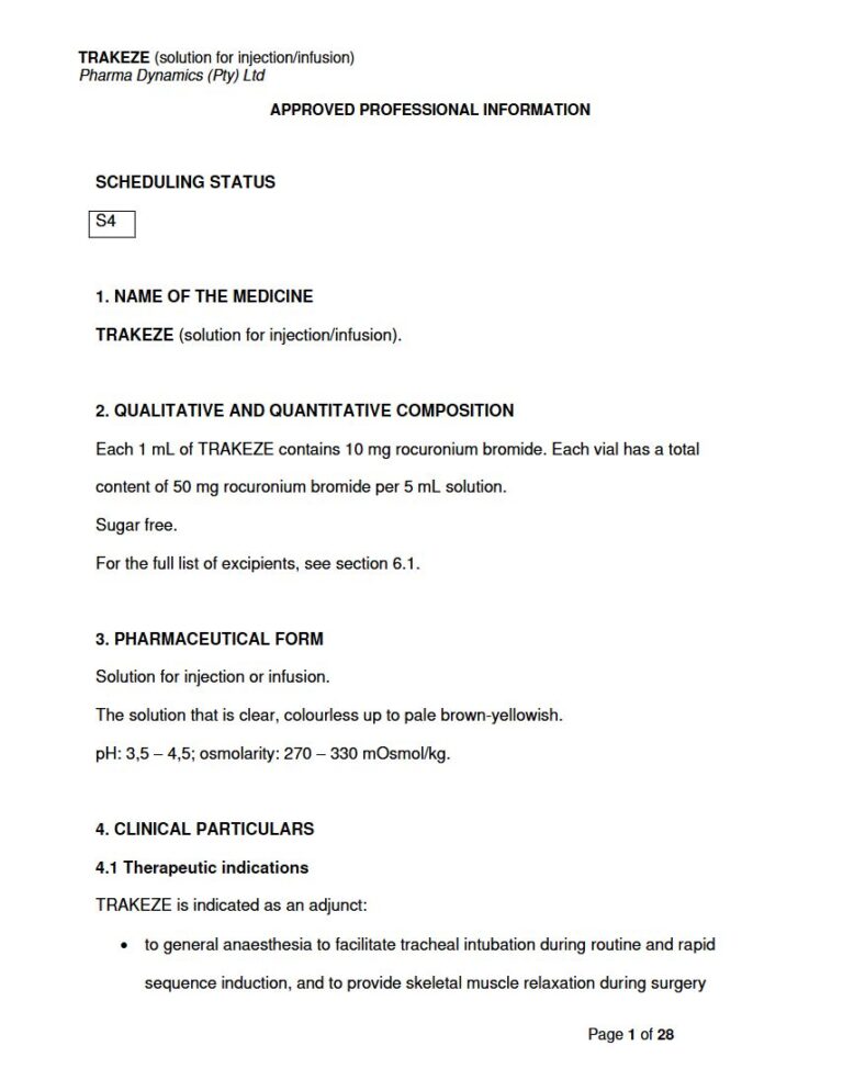 Trakeze 1 mL Solution for injection or infusion. package insert preview