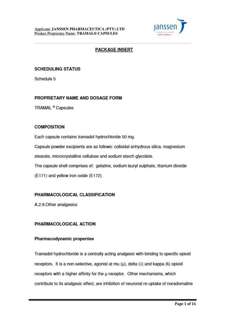 Tramal 50mg Capsules package insert preview