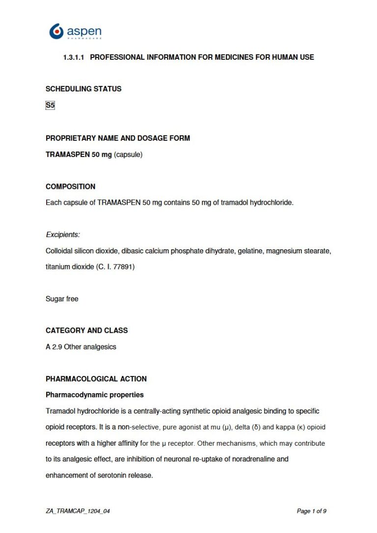 Tramaspen 50mg Capsule package insert preview