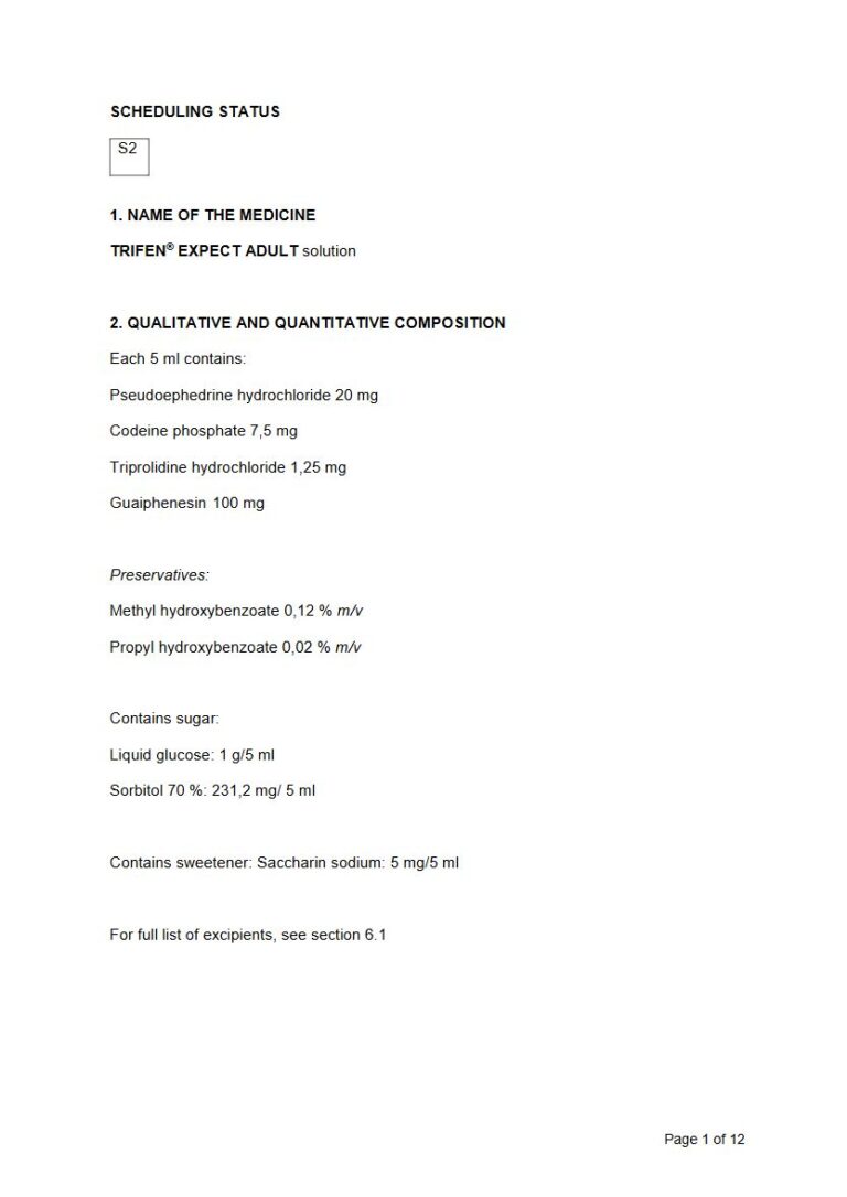 Trifen Expect Adult 5 ml Solution package insert preview