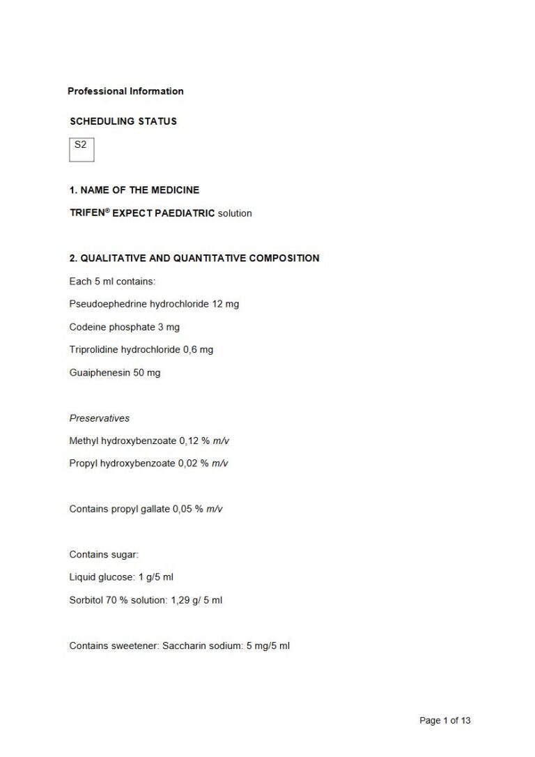 Trifen Expect Paediatric 5 mg/5 ml Solution package insert preview