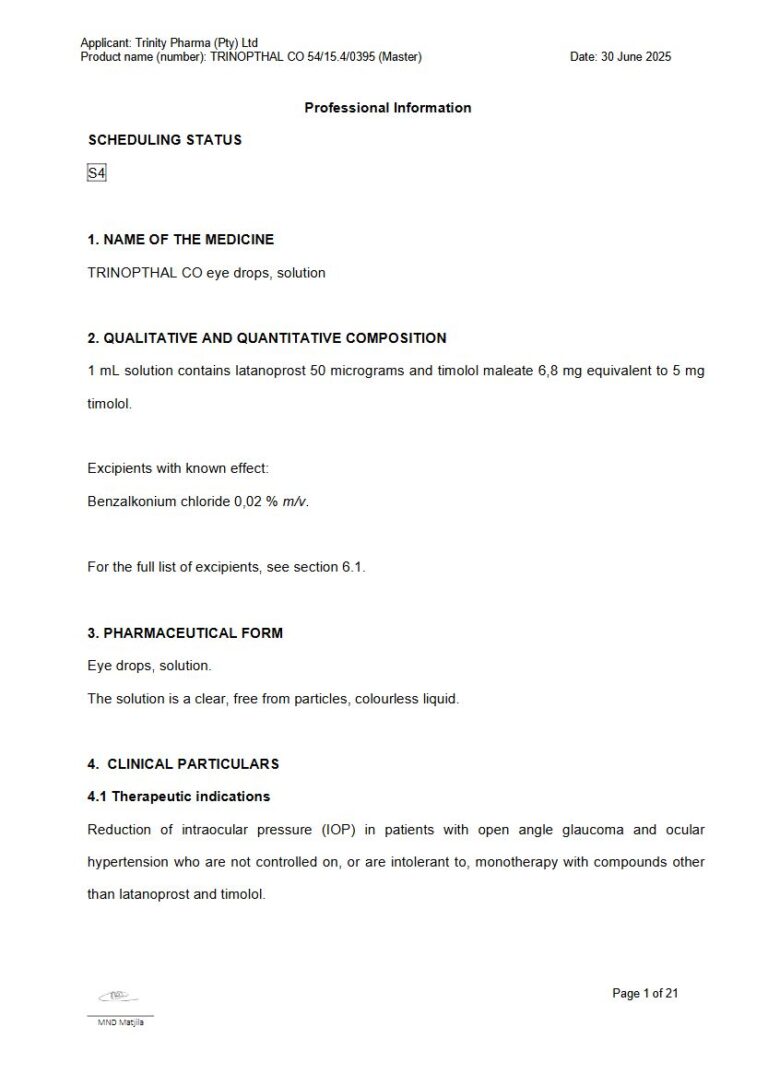 Trinopthal Co 50 μg/mL and 5 mg/mL eye drops, Solution package insert preview