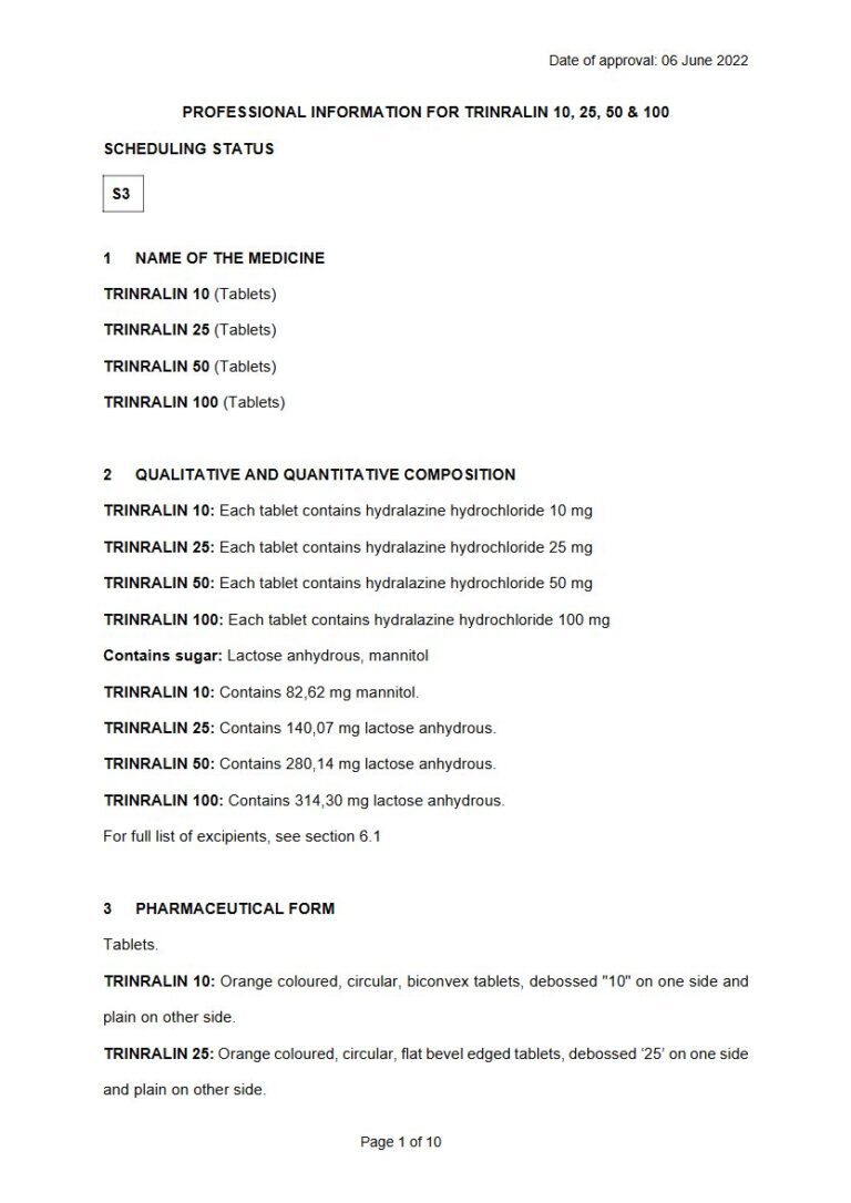 Trinralin 10 10 mg Tablets package insert preview