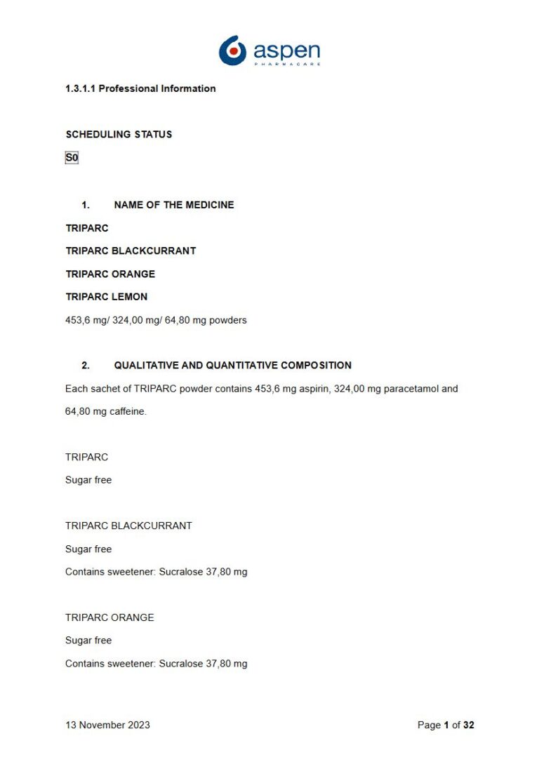 Triparc Powder package insert preview