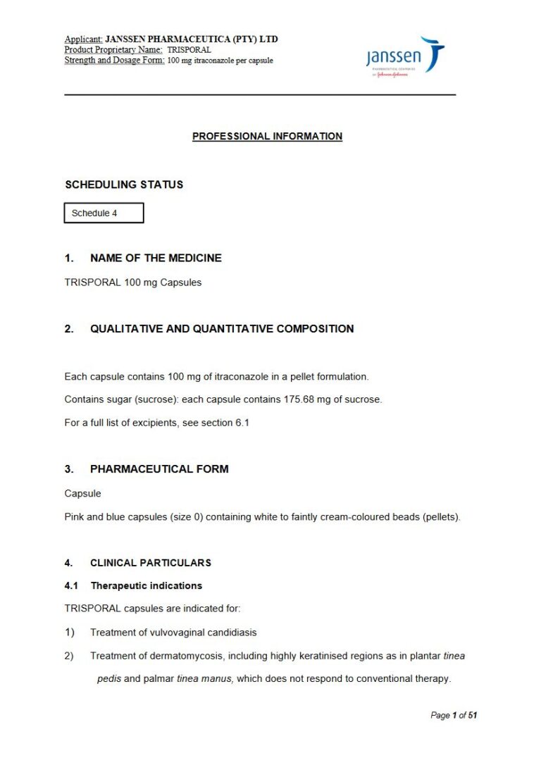 Trisporal 100 mg Capsules package insert preview
