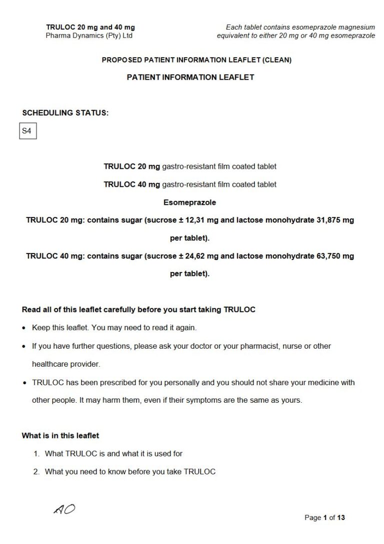 Truloc 40 Mg Film-Coated Tablets package insert preview