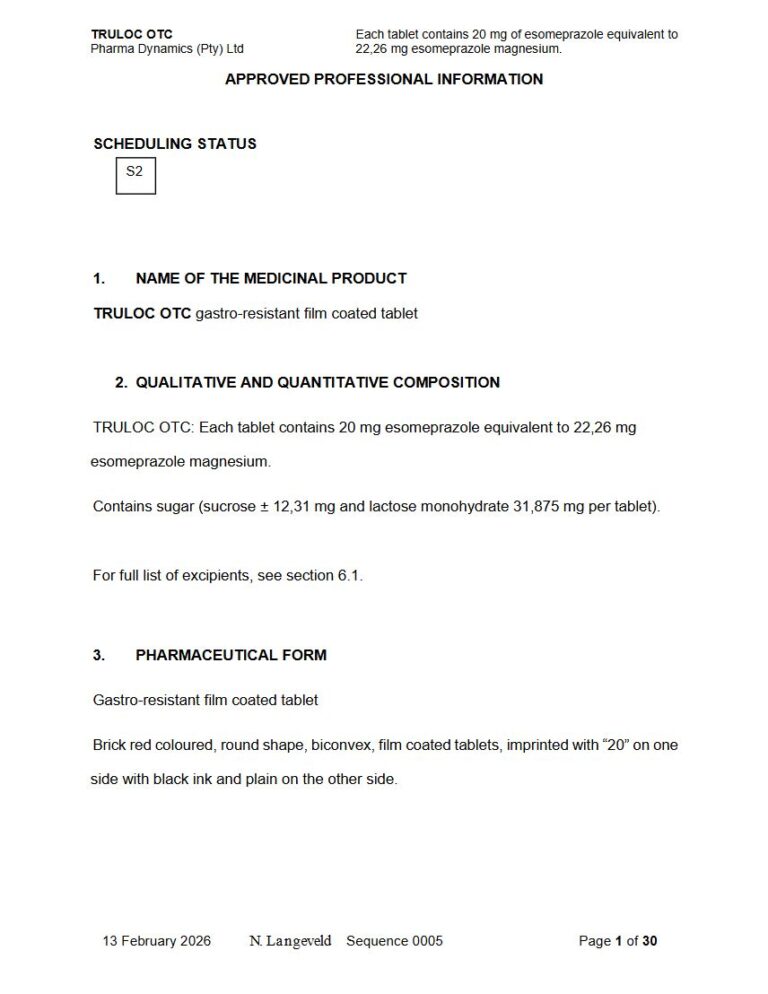 Truloc Otc 20 mg Gastro-resistant FC tablet package insert preview