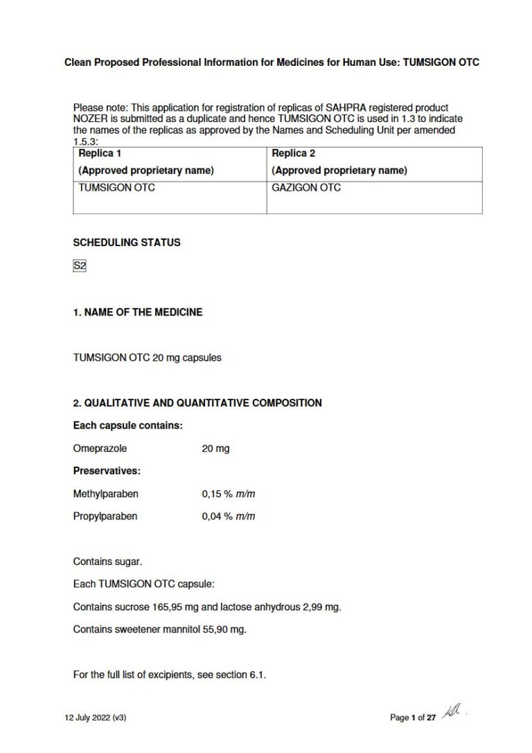 Tumsigon Otc 20 mg Capsules package insert preview