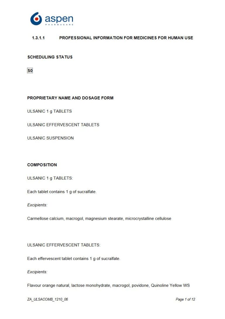 Ulsanic 1g Tablet / Efferverscent / Supension package insert preview